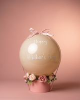 The Mama Bobo - signature Mother's Day bobo balloon in dusty rose hot-air-balloon-style box with blush peonies